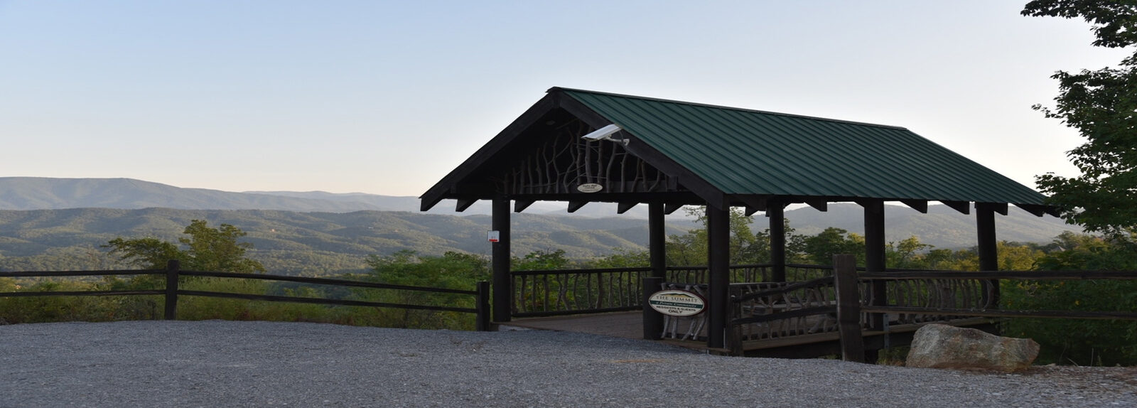 Covered pavilion at a scenic overlook in The Summit on Bluff Mountain