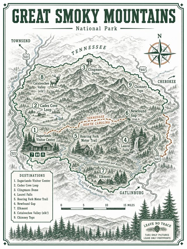 National park attraction map